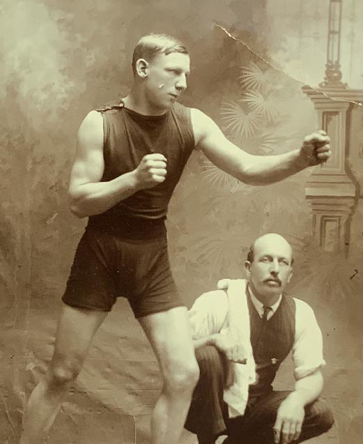 early 1900's New Zealand photograph by Timaru photographer of Sid and Jack Fitzsimmons, 2 New Zealand amateur boxing champions & nephews of triple world champ Bob Fitzsimmons